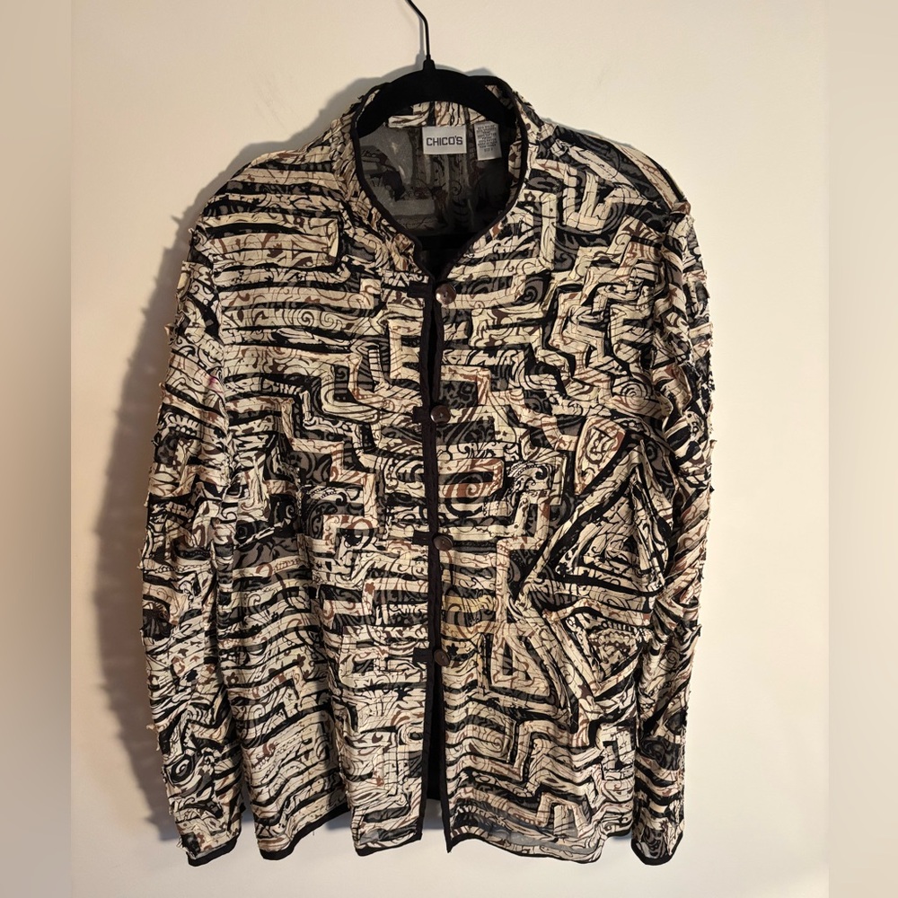 Chicos  Sheer Textured Patterned Jacket